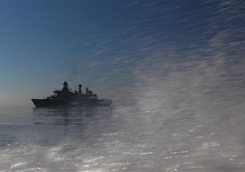 The Danish warship "Esbern Snare" escorting the cargo ships transporting Syriaís most dangerous chemical weapons out of the strife-torn country