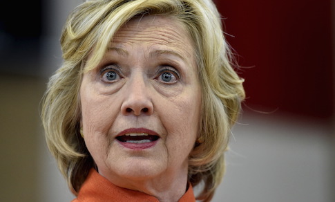 Democratic presidential candidate Hillary Clinton looks on as she speaks during a town hall meeting in Las Vegas, Nevada
