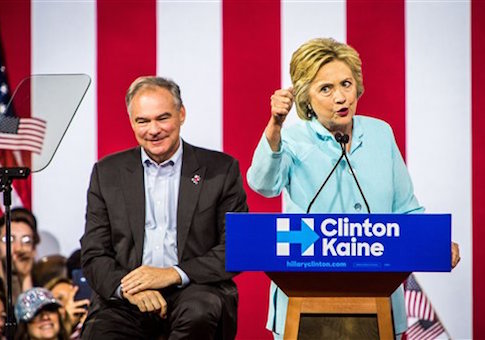 Hillary Clinton and Tim Kaine