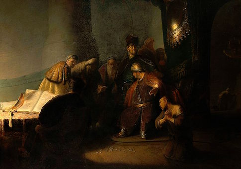 Judas returning the thirty silver pieces