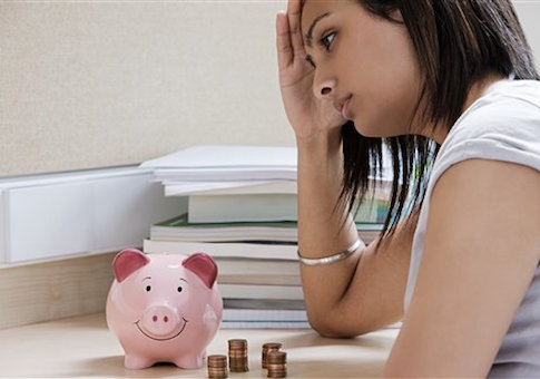 Female student worrying about money