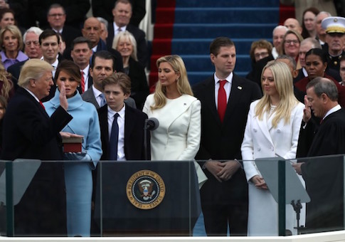 U.S. President Donald Trump takes the oath of office from U.S. Supreme Court Chief Justice John Roberts during inauguration ceremonies at the Capitol in Washington