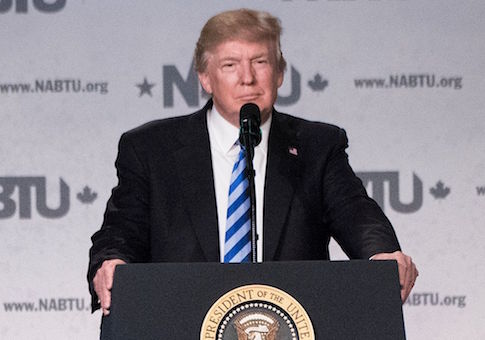 President Donald Trump speaks during the 2017 North America's Building Trades Unions National Legislative Conference / Getty Images