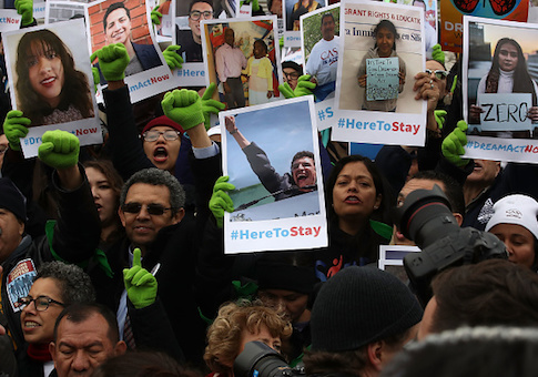 People who call themselves Dreamers, protest in front of the Senate side of the US Capitol to urge Congress in passing the Deferred Action for Childhood Arrivals (DACA) program