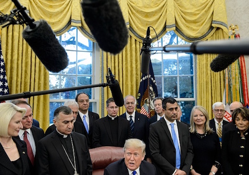 US President Donald Trump speaks during the signing of H.R. 390