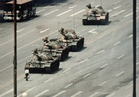 Protester Blocking Tanks Approaching Tiananmen Square