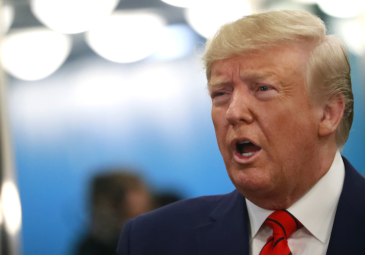 U.S. President Donald Trump speaks to reporters as he arrives to address the 74th session of the United Nations General Assembly at U.N. headquarters in New York