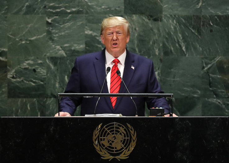 U.S. President Donald Trump addresses the 74th session of the United Nations General Assembly at U.N. headquarters in New York City, New York, U.S.