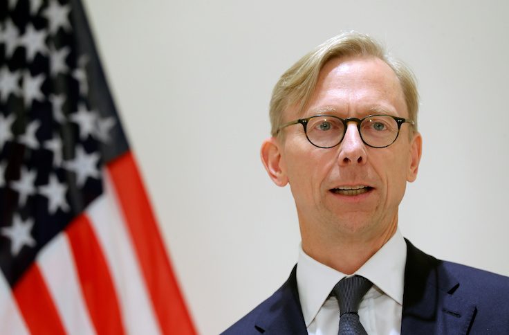 Brian Hook, U.S. Special Representative for Iran, speaks at a news conference in London