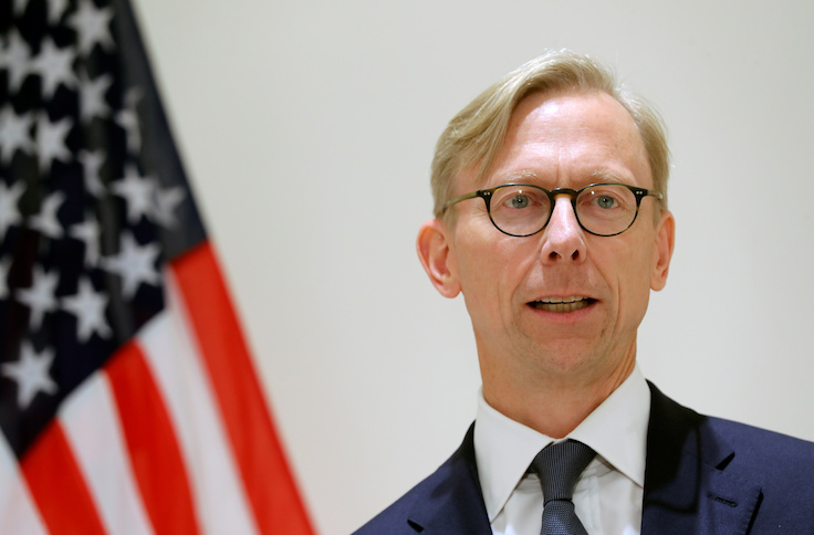 Brian Hook, U.S. Special Representative for Iran, speaks at a news conference in London