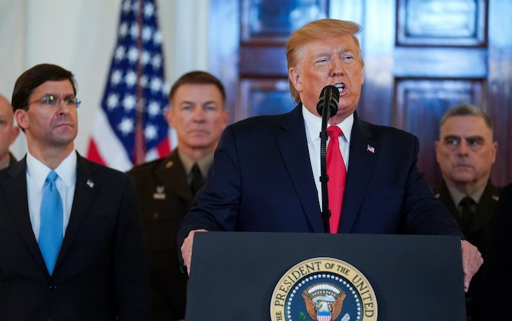 U.S. President Trump delivers statement about Iran at the White House in Washington