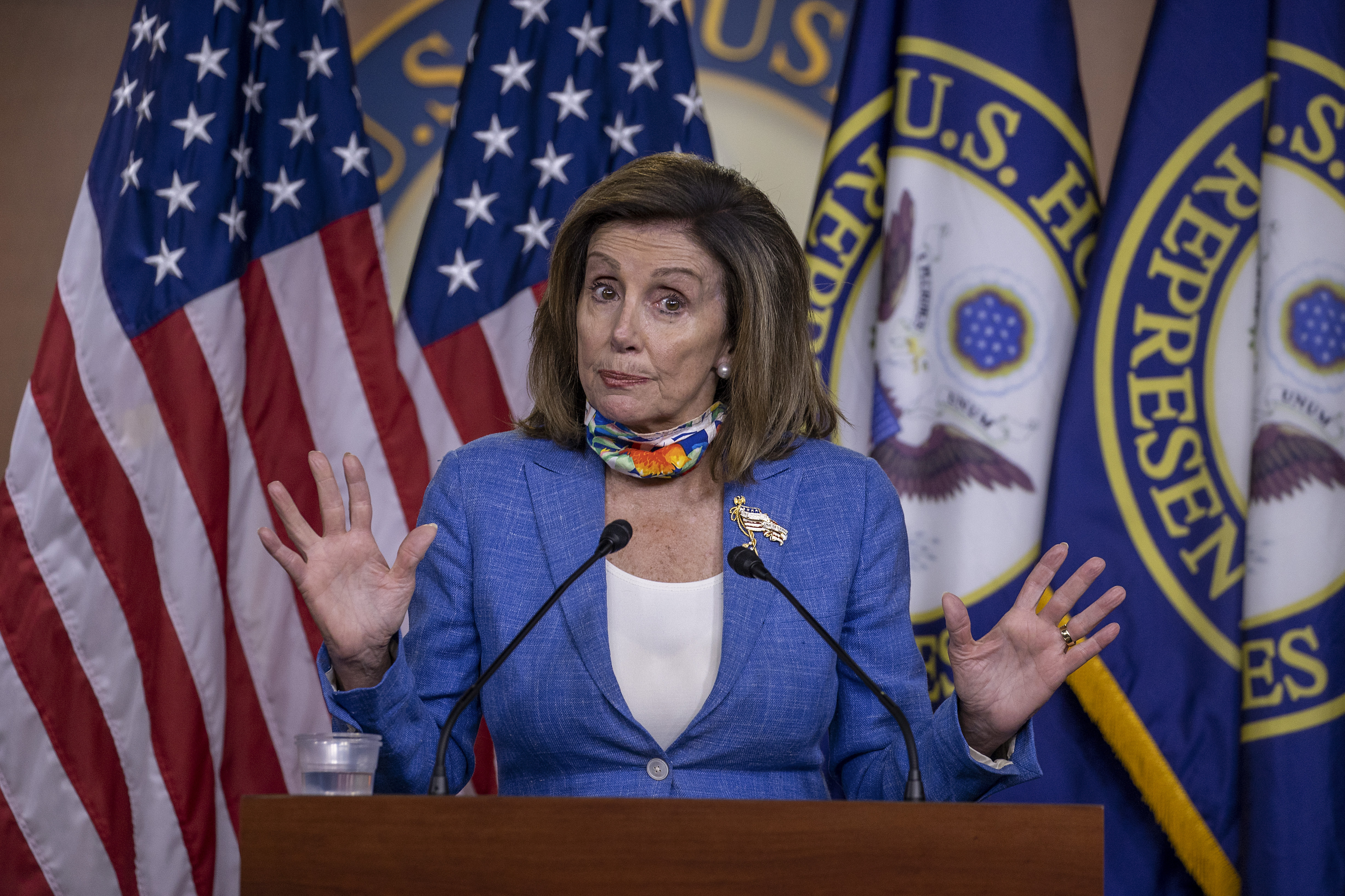 Speaker Pelosi Speaks To Members Of Press During Weekly Briefing